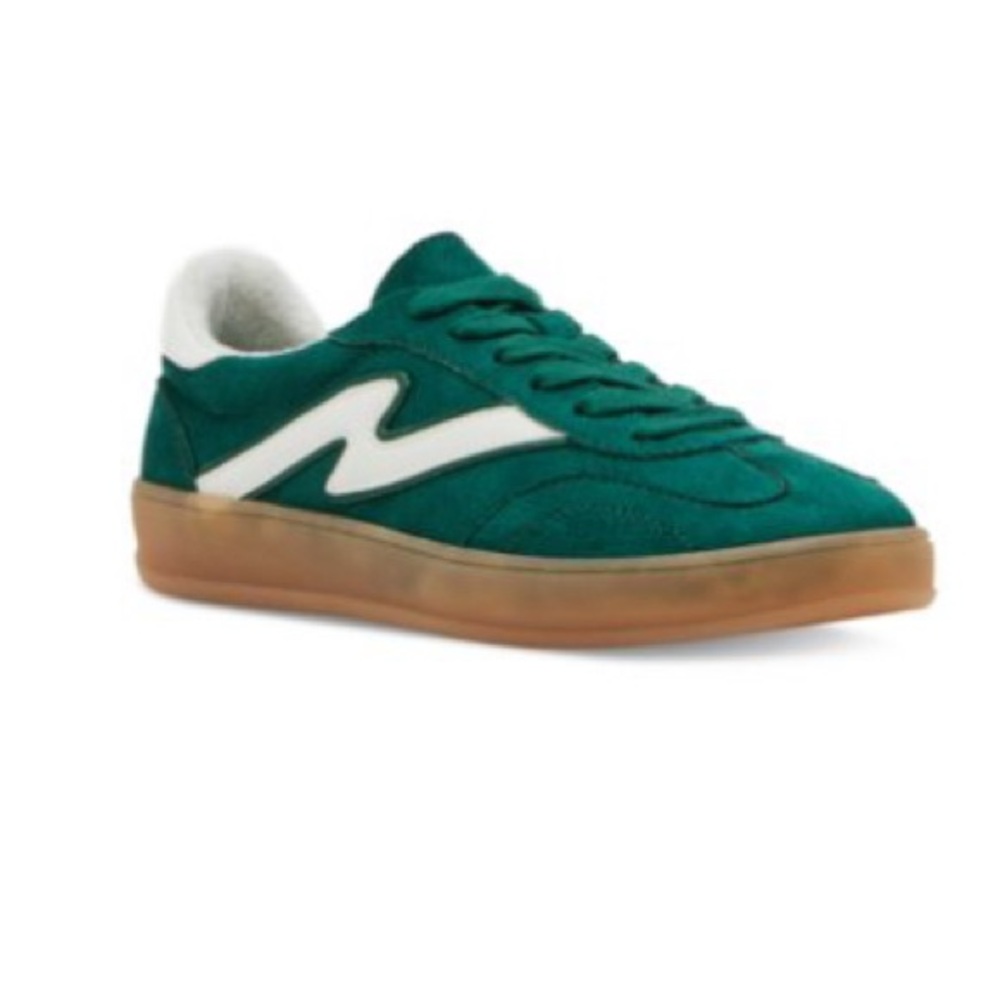 Green and White Sneakers with Gum Sole